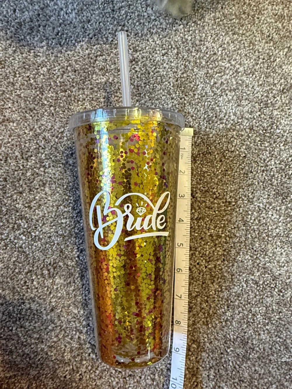 Glitter Bride Tumbler Cup - Gold Confetti
